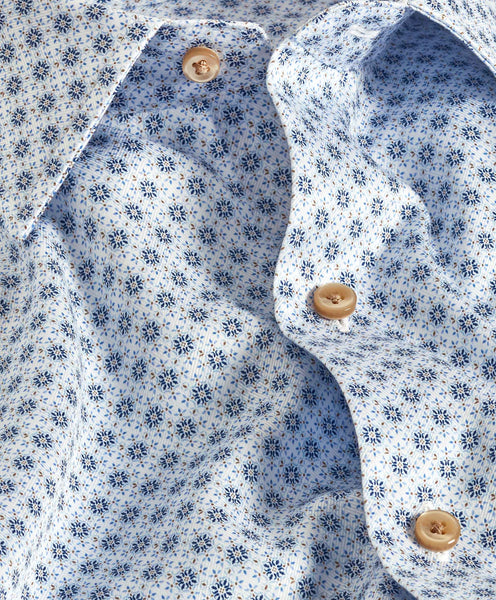 CBSM11604135 | White & Blue Geometric Print Sport Shirt
