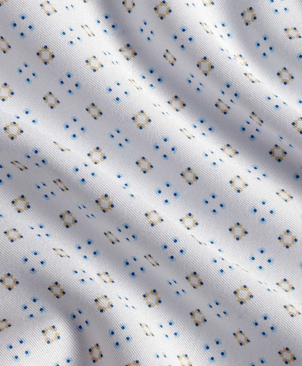 CBSM12215121 | White & Sand Neat Print Sport Shirt