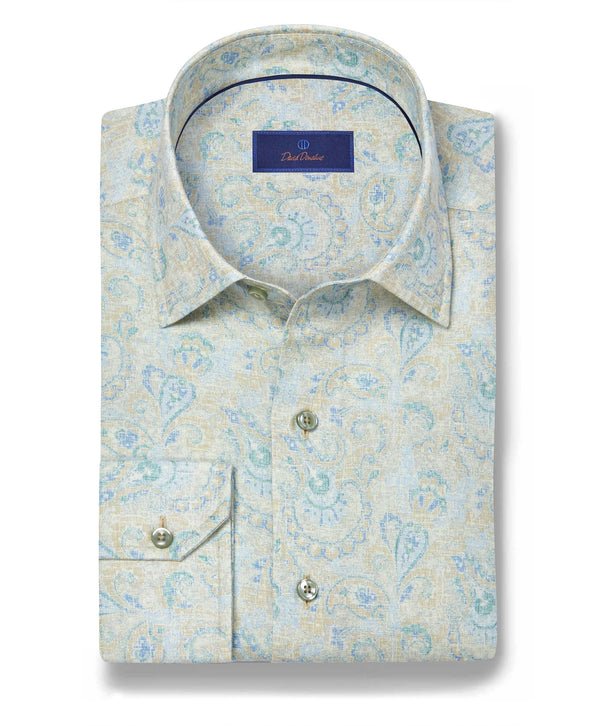 CBSM12500298 | Dune & Multi Paisley Linen Blend Sport Shirt