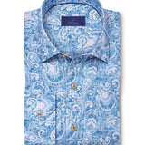 CBSM12500496 | Navy & Pink Paisley Linen Blend Sport Shirt