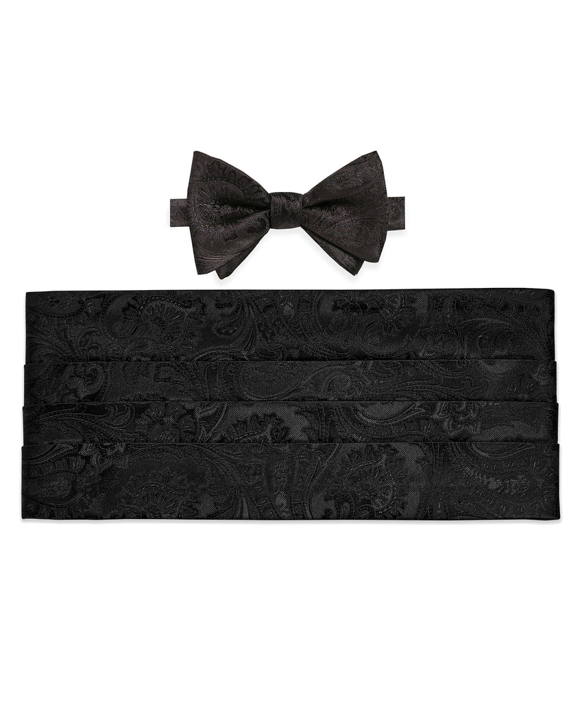 CH07587002 Black Paisley SelfTie Bow Tie & Cummerbund Set David