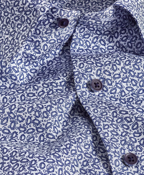 CHBD07012461 | Blue & White Tailgate Print Shirt