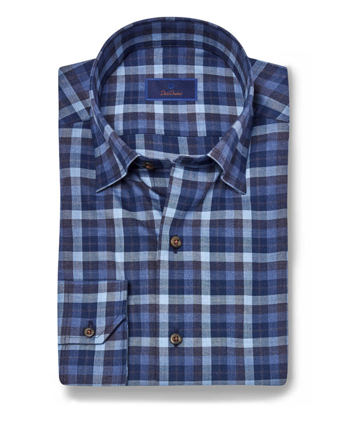 CHBD07864481 | Blue & Charcoal Brushed Plaid Shirt