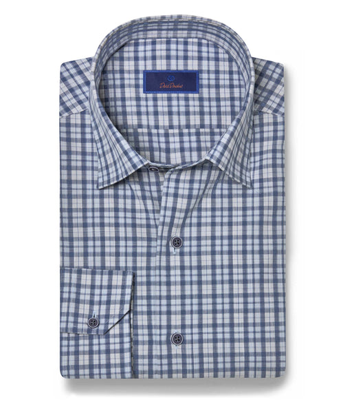 CHBD08846497 | Blue & Gray Washed Poplin Check Shirt