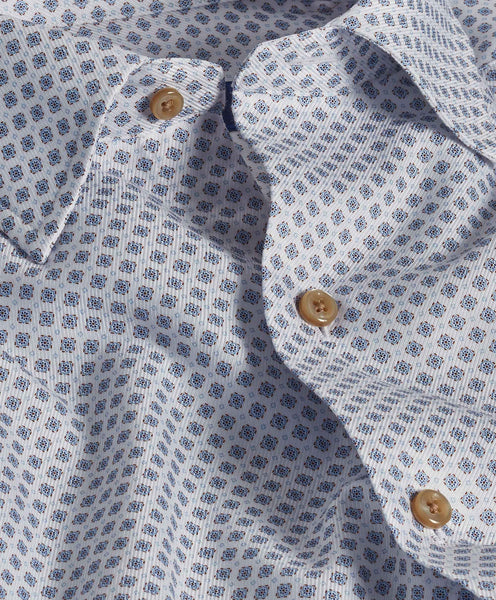 CHBD10202136 | White & Sky Geometric Print Sport Shirt