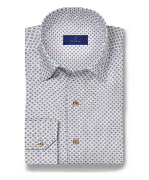 CHBD10202136 | White & Sky Geometric Print Sport Shirt