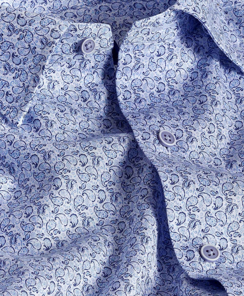 CHBD10500136 | White & Sky Paisley Print Sport Shirt