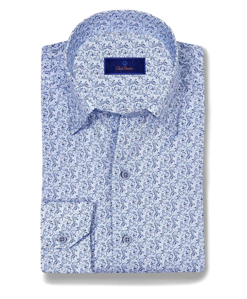 CHBD10500136 | White & Sky Paisley Print Sport Shirt