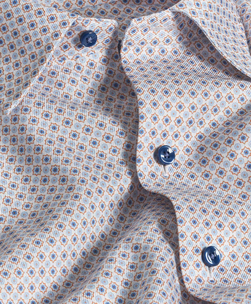 CHBD10605487 | Blue & Orange Geometric Print Sport Shirt