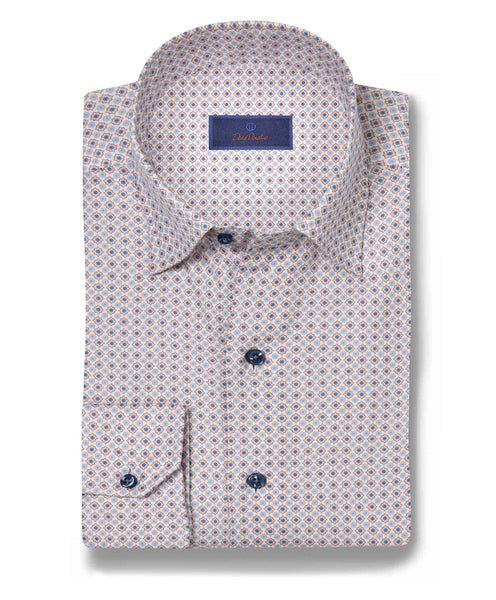 CHBD10605487 | Blue & Orange Geometric Print Sport Shirt