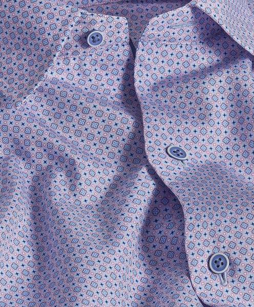 CHBD10610550 | Lilac & Blue Micro Geometric Print Sport Shirt