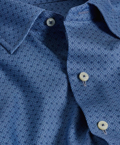CHBD10617476 | Denim Tonal Geometric Print Sport Shirt