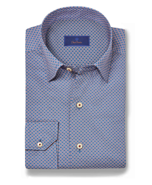 CHBD11208423 | Blue Geometric Print Sport Shirt