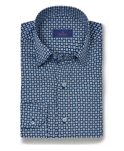 CHBD11603412 | Navy Geometric Print Sport Shirt