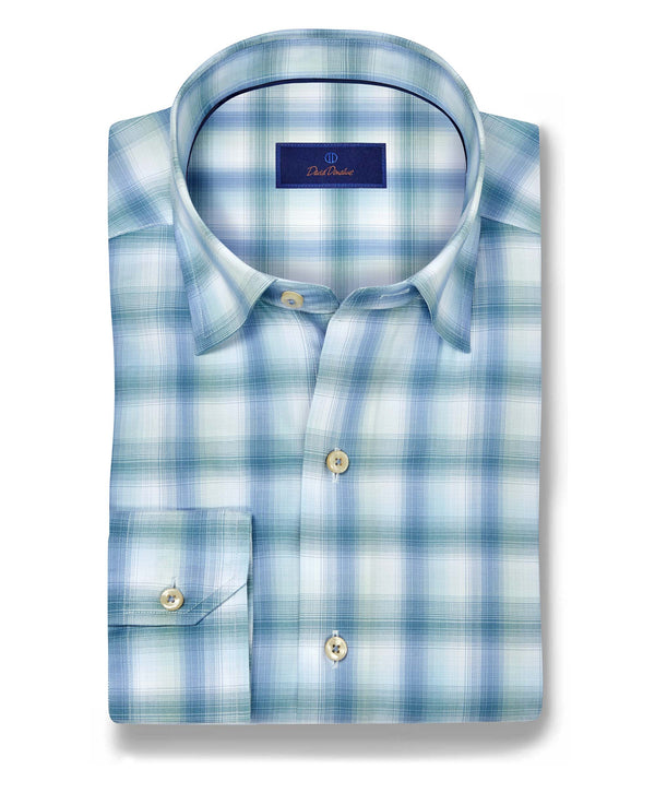 CHBD12824448 | Blue & Green Twill Check Sport Shirt