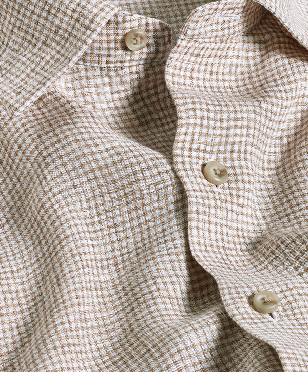 CHBD12825124 | White & Dune Linen Check Sport Shirt