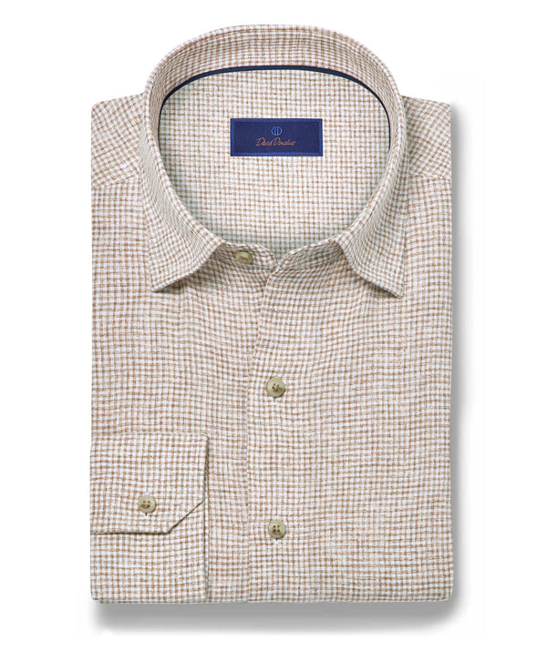CHBD12825124 | White & Dune Linen Check Sport Shirt
