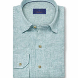 CHBD12825132 | Green Linen Check Sport Shirt