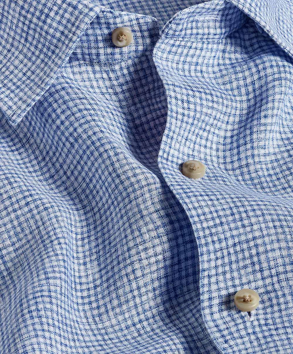CHBD12825155 | Navy Linen Check Sport Shirt