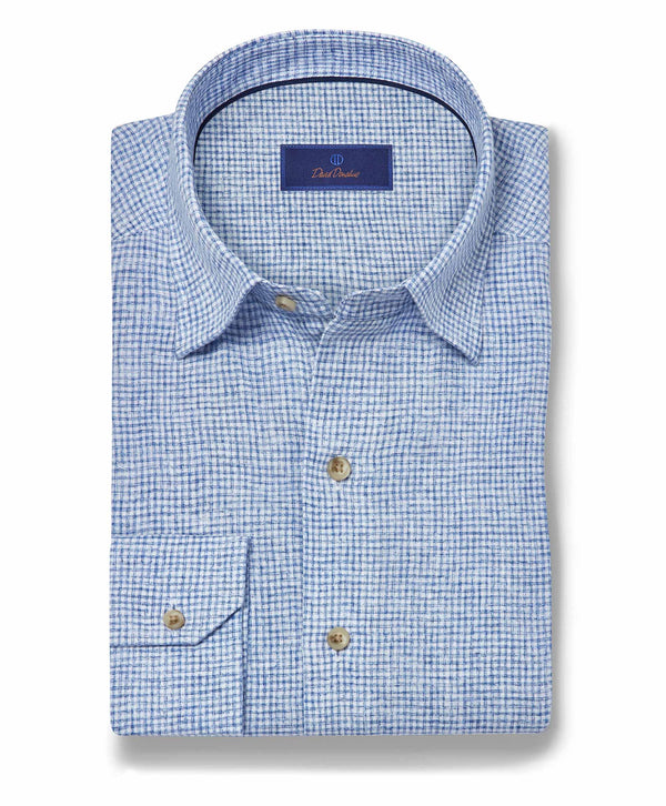 CHBD12825155 | Navy Linen Check Sport Shirt
