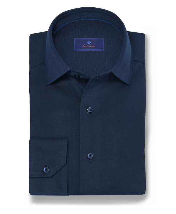 CMSK12150412 | Navy Cotton Knit Sport Shirt