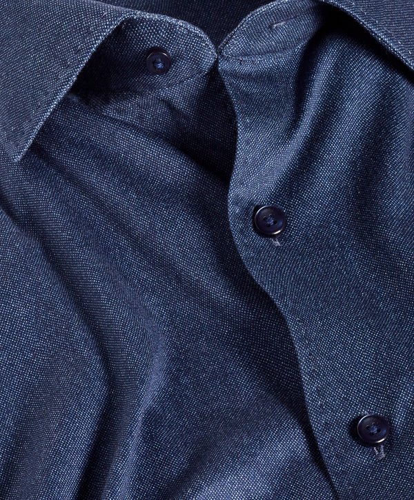 CMSK13105412 | Navy Solid Texture Knit Sport Shirt
