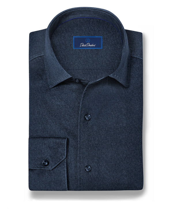 CMSK13105412 | Navy Solid Texture Knit Sport Shirt