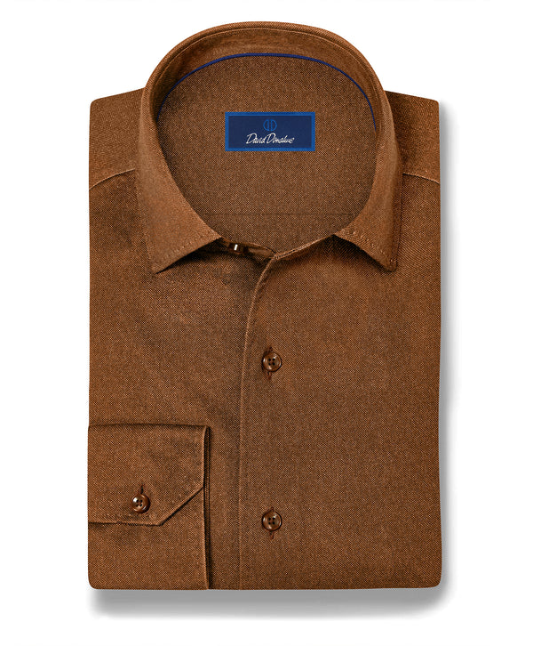 CMSK13105807 | Rust Solid Texture Knit Sport Shirt