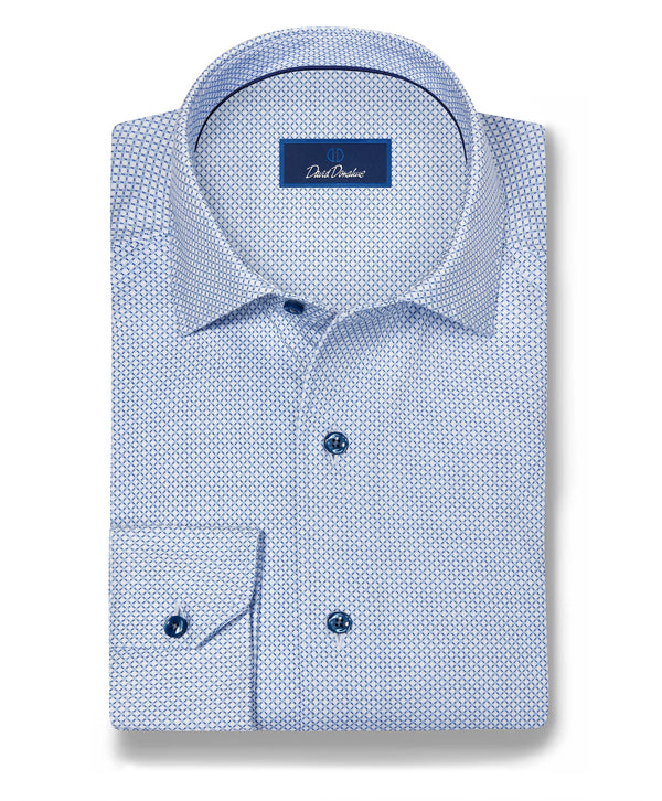 CMSK13213475 | Sky & White Neat Knit Sport Shirt