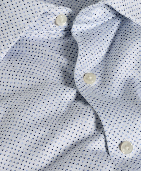 CMSK13214135 | White & Blue Neat Knit Sport Shirt