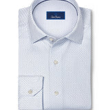 CMSK13214135 | White & Blue Neat Knit Sport Shirt