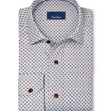 CMSK13609102 | White & Chocolate Geometric Knit Sport Shirt