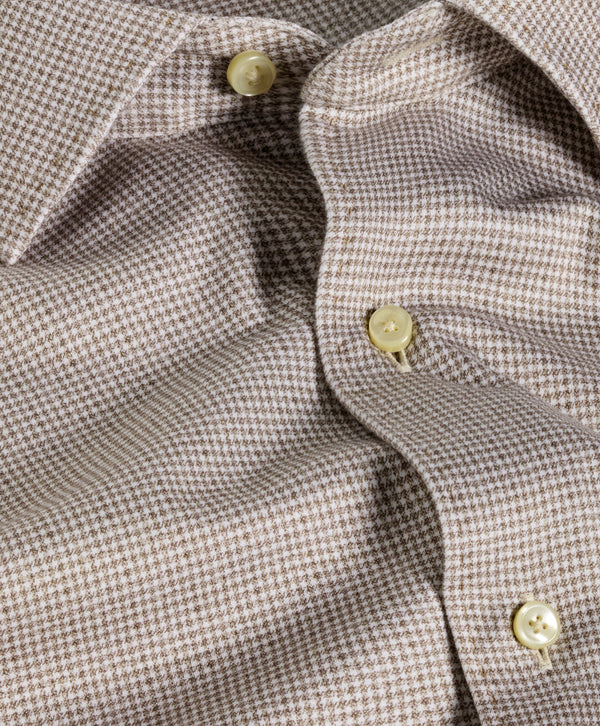 CMSK13829297 | Chocolate & White Check Knit Sport Shirt