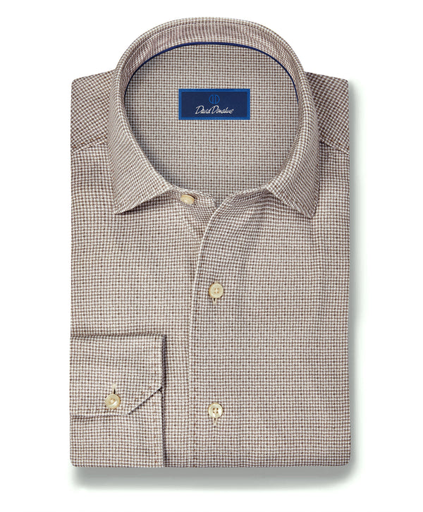 CMSK13829297 | Chocolate & White Check Knit Sport Shirt