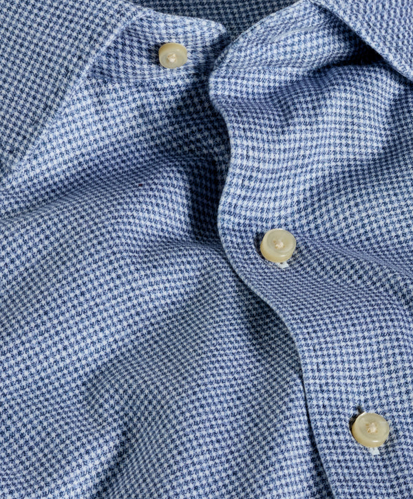 CMSK13829407 | Navy & White Check Knit Sport Shirt