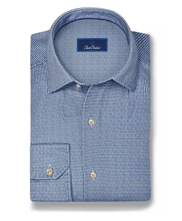 CMSK13829407 | Navy & White Check Knit Sport Shirt