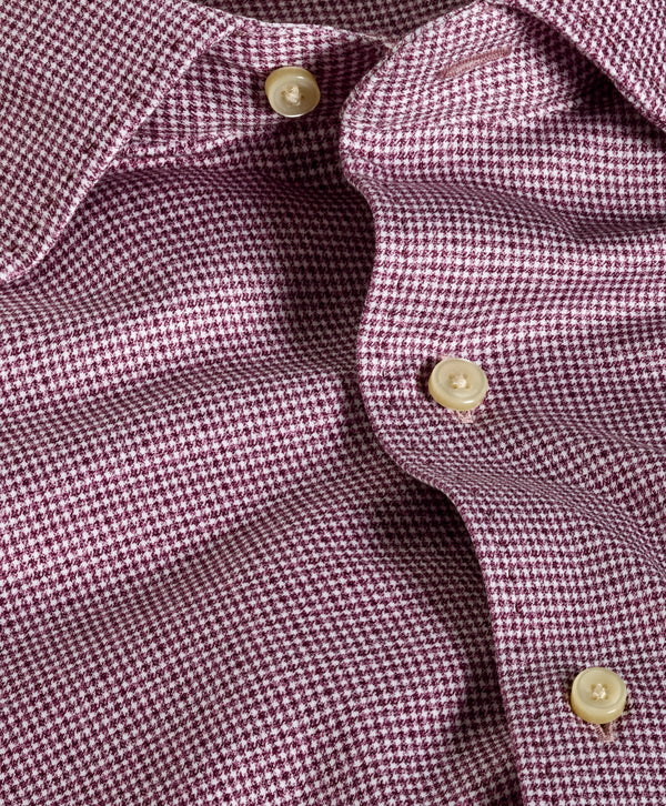 CMSK13829613 | Merlot & White Check Knit Sport Shirt
