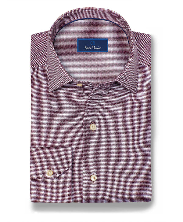 CMSK13829613 | Merlot & White Check Knit Sport Shirt