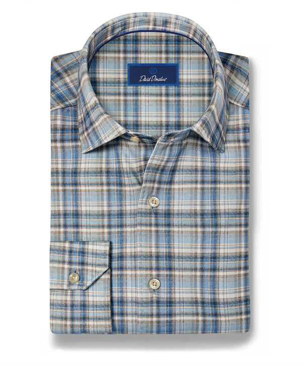 CMSK13830296 | Dune & Blue Plaid Knit Sport Shirt