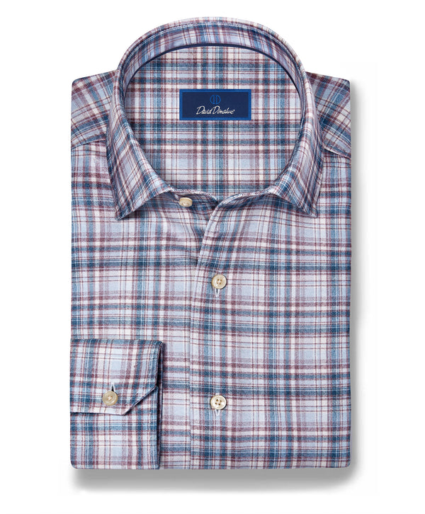 CMSK13830621 | Merlot & Blue Plaid Knit Sport Shirt