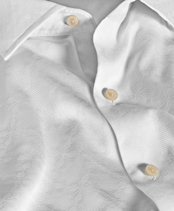 CMSW12014110 | White Geometric Jacquard Sport Shirt