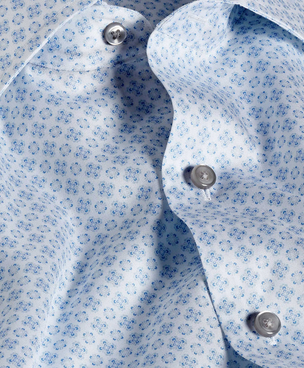 CMSW12213136 | White & Sky Neat Print Sport Shirt