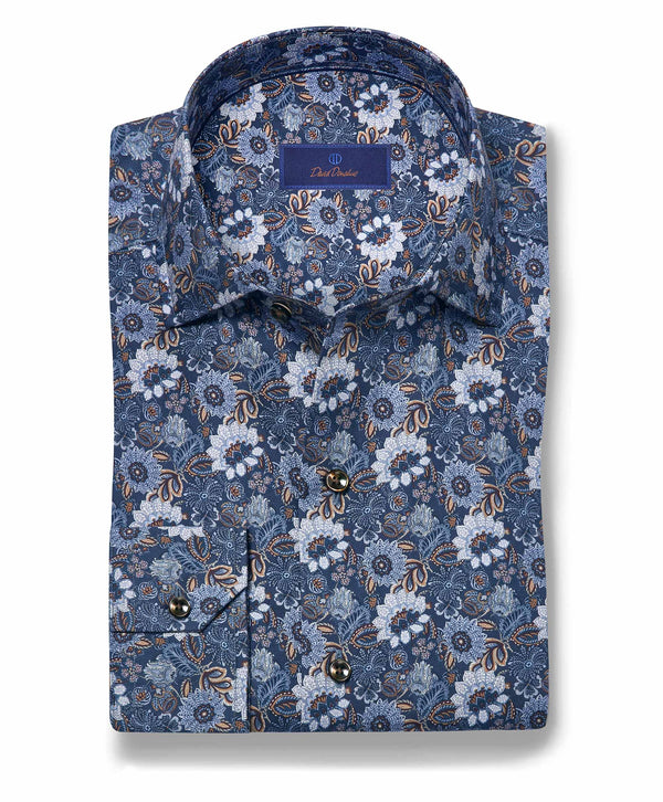 CMSW12402419 | Navy Floral Print Sport Shirt