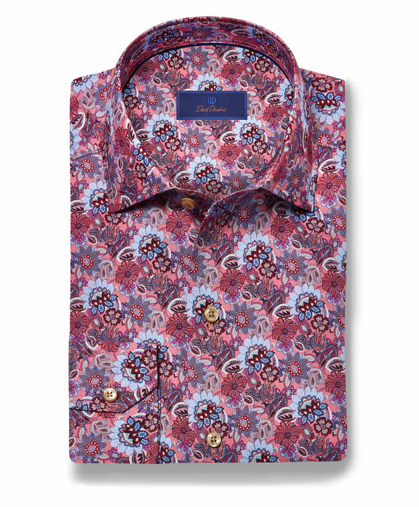 CMSW12402656 | Pink Floral Print Sport Shirt