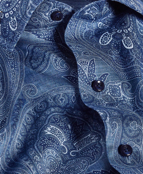 CMSW12504412 | Navy Paisley Print Sport Shirt