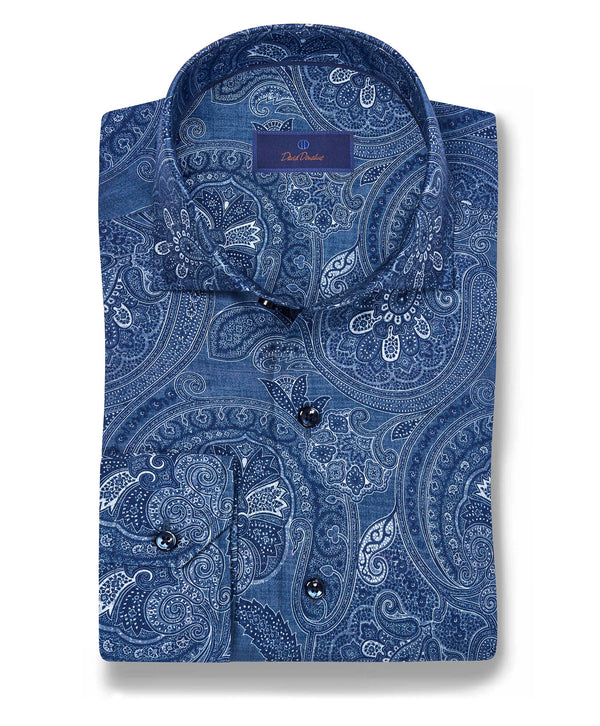 CMSW12504412 | Navy Paisley Print Sport Shirt