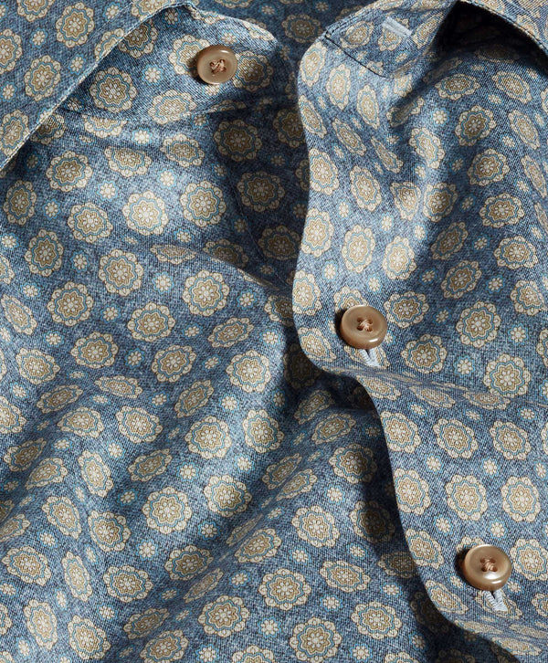 CMSW12603478 | Blue & Dune Geometric Print Sport Shirt