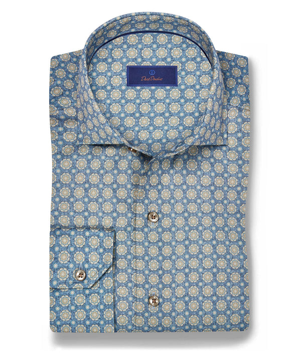 CMSW12603478 | Blue & Dune Geometric Print Sport Shirt