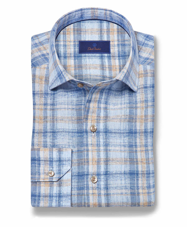 CMSW12826478 | Blue & Dune Linen Check Sport Shirt