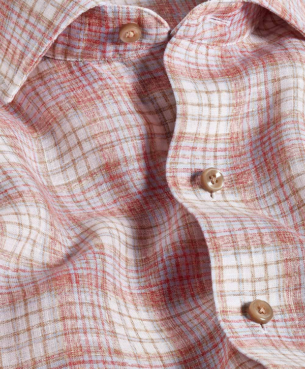 CMSW12828699 | Red & Multi Linen Check Sport Shirt
